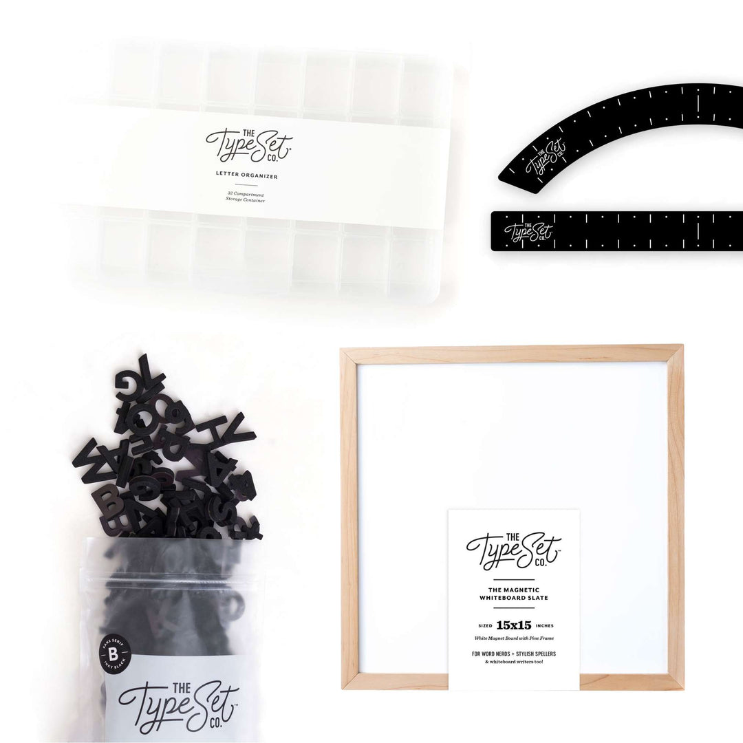 15x15 Letter Board Bundle: Whiteboard + Black Letters