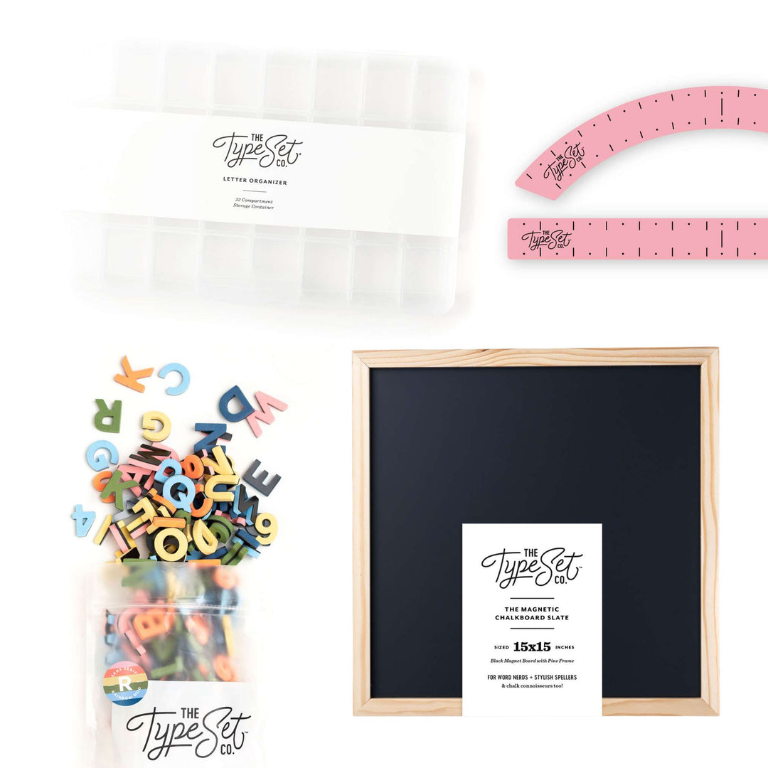 15x15 Letter Board Bundle: Black Board + Rainbow Mod Letters