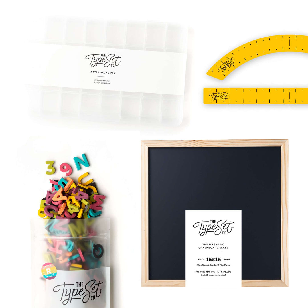 15x15 Letter Board Bundle: Black Board + Rainbow Pop Letters
