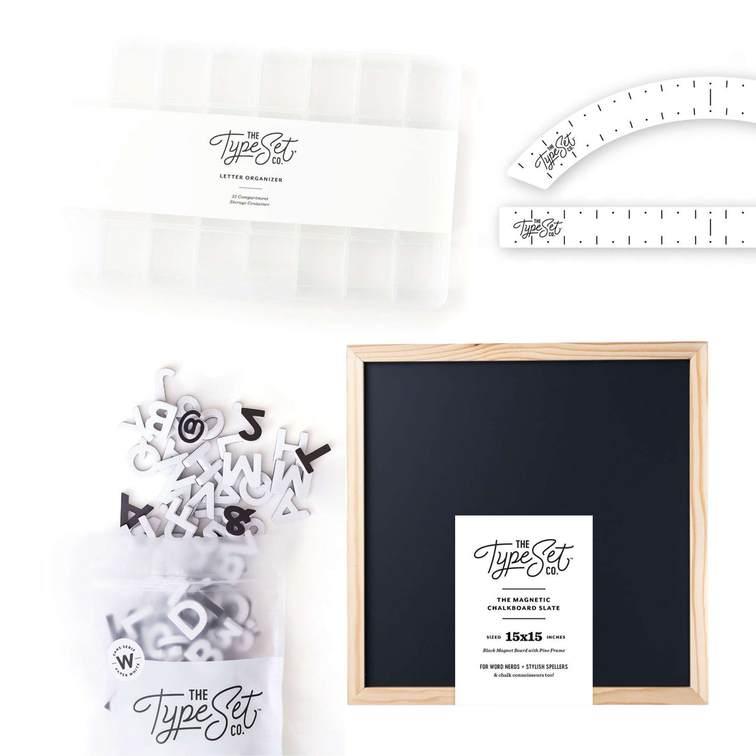 15x15 Letter Board Bundle: Black Board + White Letters
