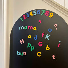 Large Rainbow Magnetic Letters and Numbers on Black Magnetic Wall Decal