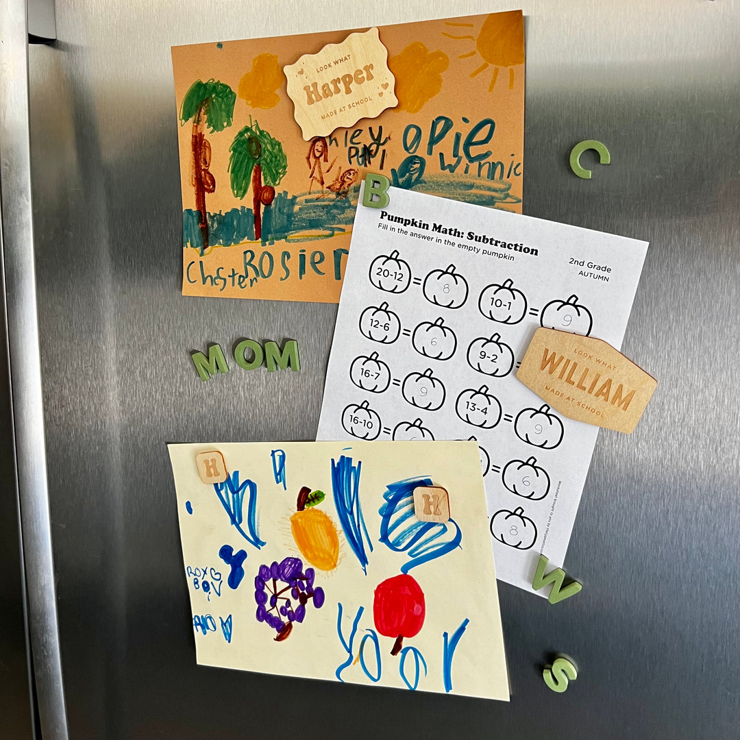 5pc Look What I Made Kids' Personalized Hexagon Refrigerator Magnets