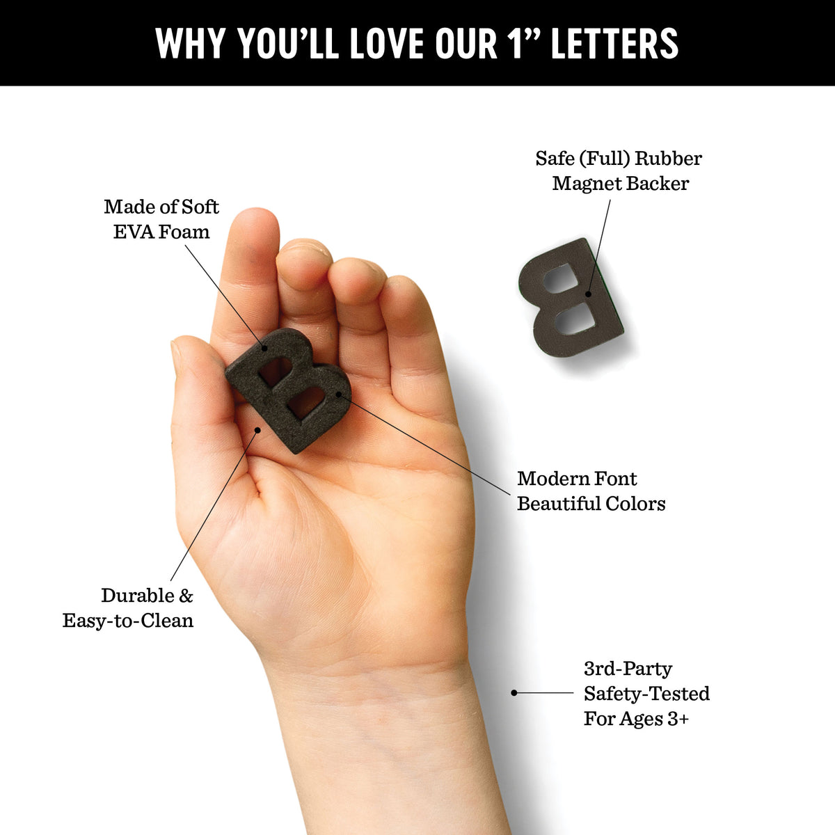 1" 200pc Inky Black Magnetic Letters & Numbers