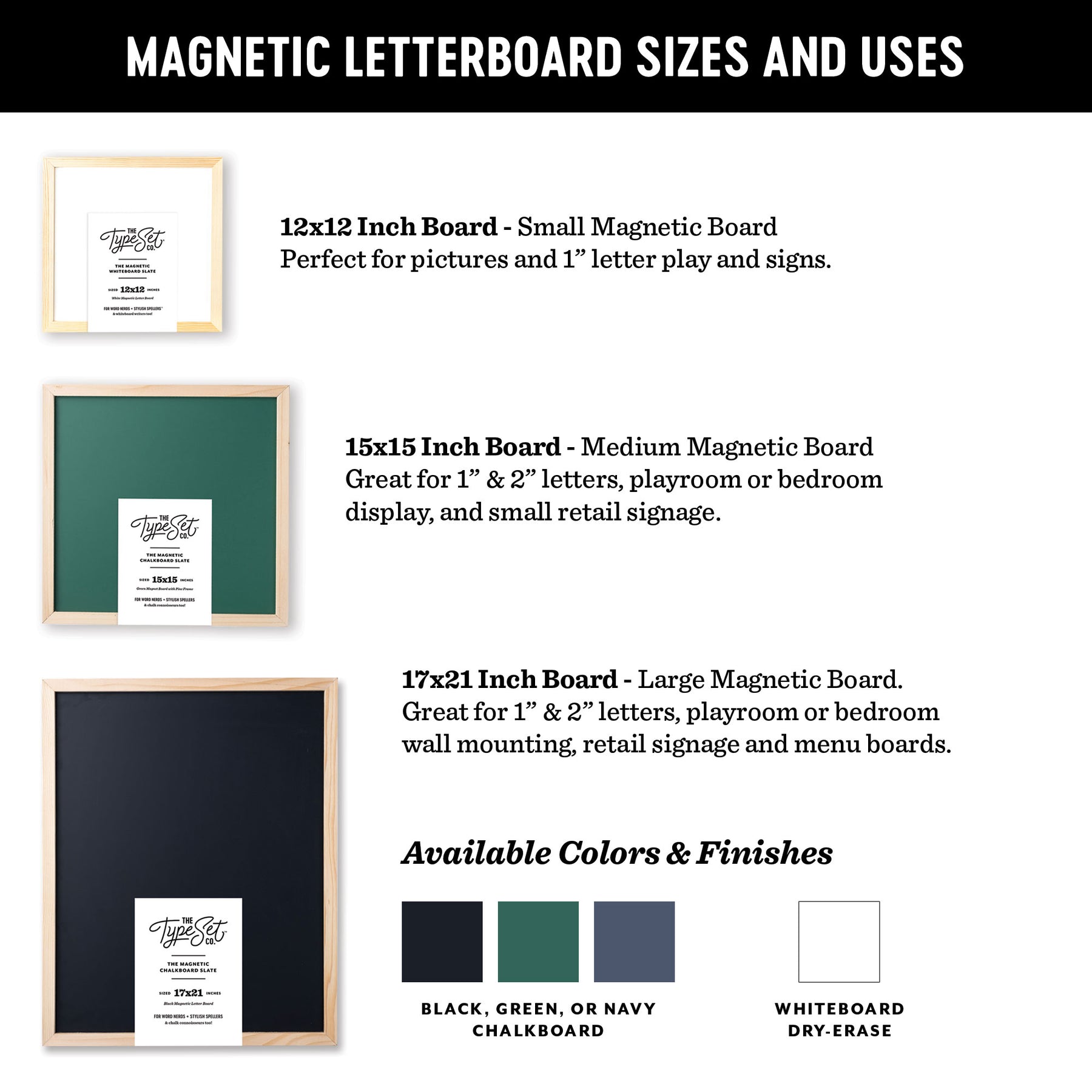 17x21 Magnetic Whiteboard | Real Wood Frame Letter Board – The Type Set Co.