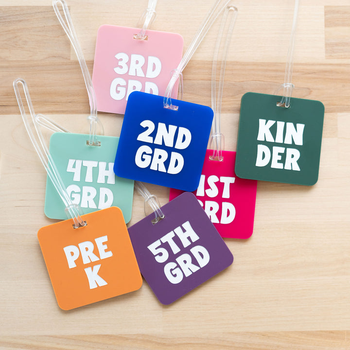 Elementary School Grade Level Acrylic Backpack Bagtag