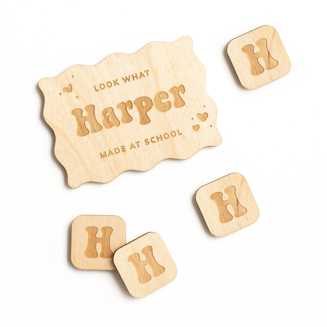 5pc Look What I Made Kids' Personalized Wavy Refrigerator Magnets