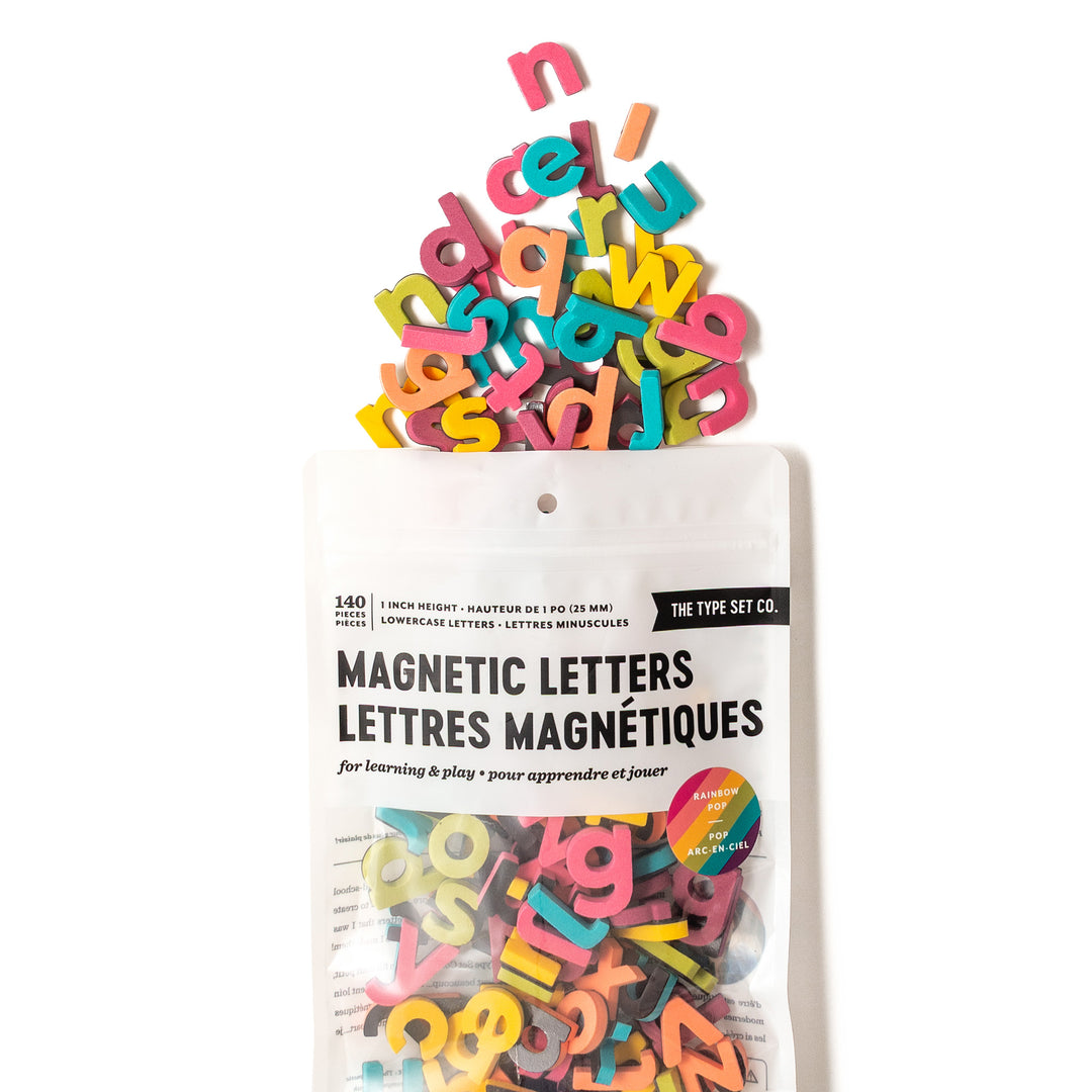 1" 140pc Rainbow Pop Lowercase Magnetic Letters