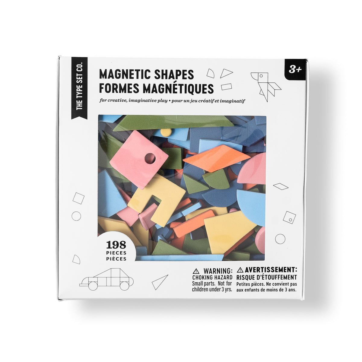 198pc Magnetic Shapes Set in Rainbow Mod on white background