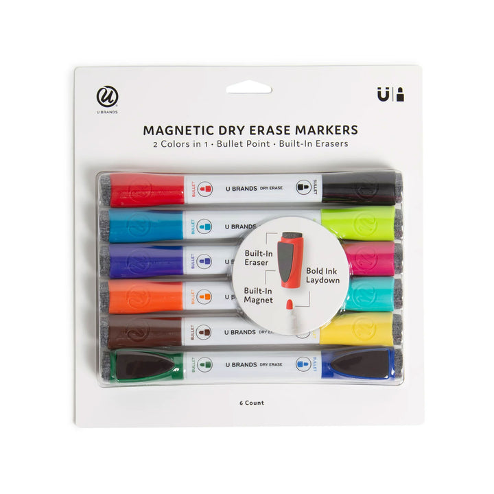 Double-Ended Dry-Erase Markers, Set of 6