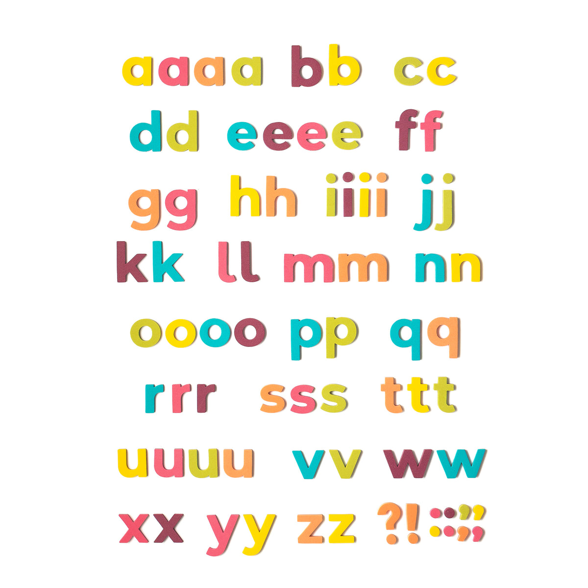 Rainbow Pop 75pc lowercase magnetic letter set character count