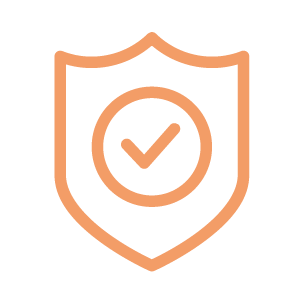 Shield with checkmark icon peach