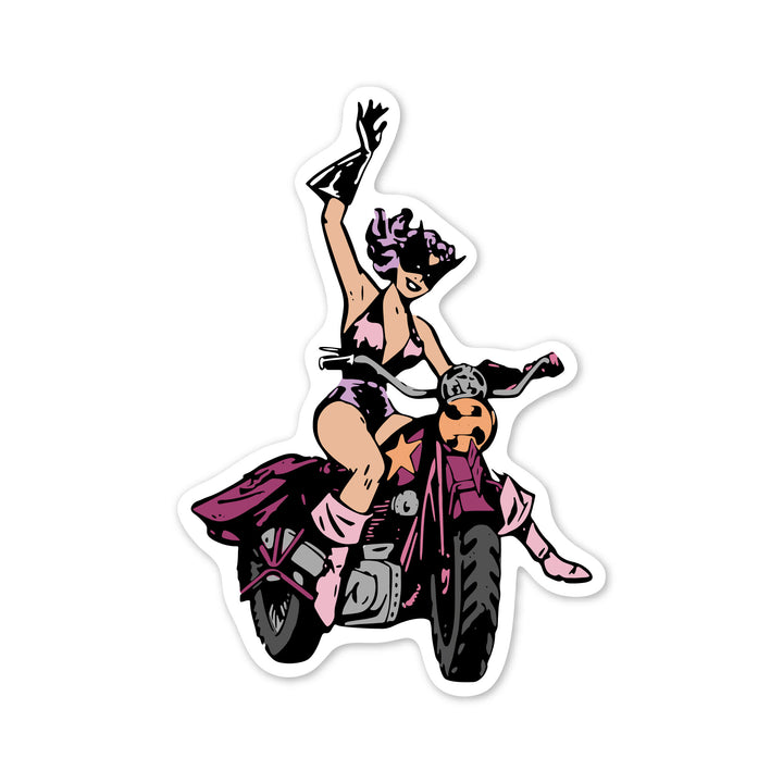 Vintage Motorcycle Babe Sticker