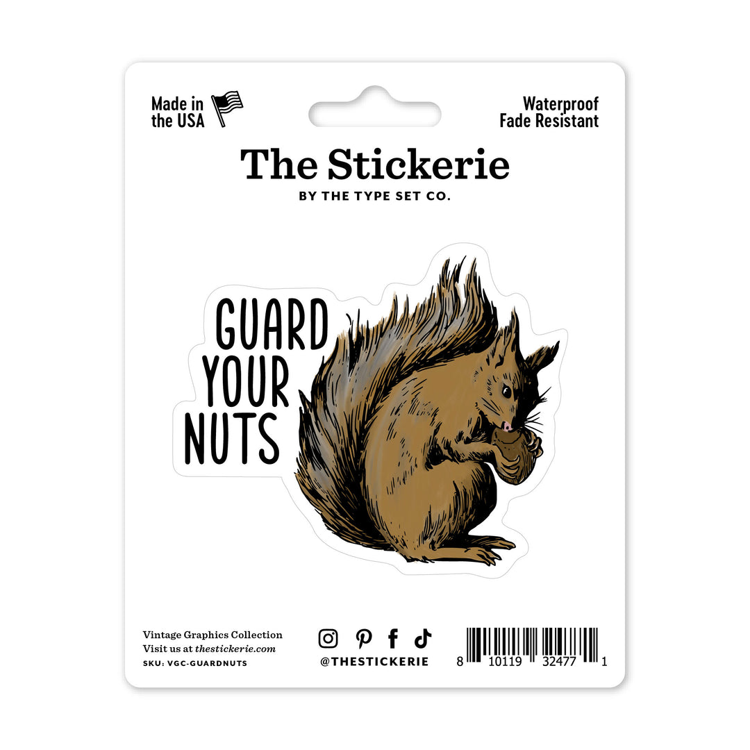 Vintage Guard Your Nuts Squirrel Sticker
