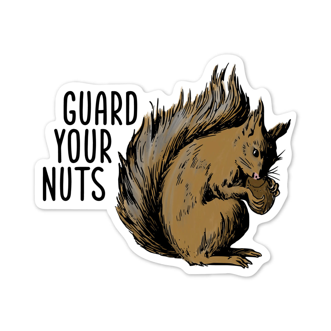 Vintage Guard Your Nuts Squirrel Sticker