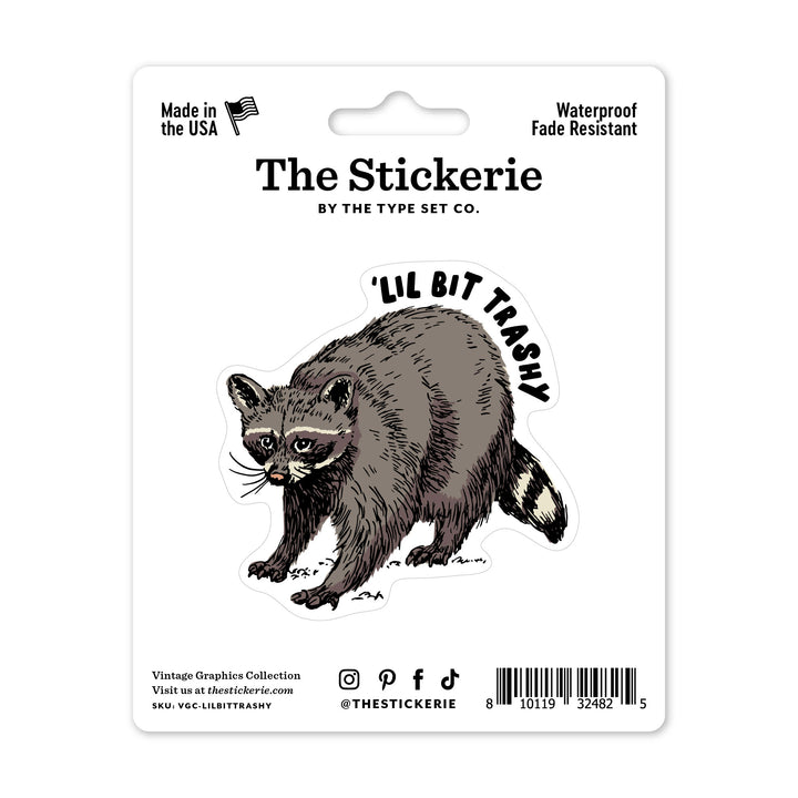 Vintage Raccoon 'Lil Bit Trashy Sticker