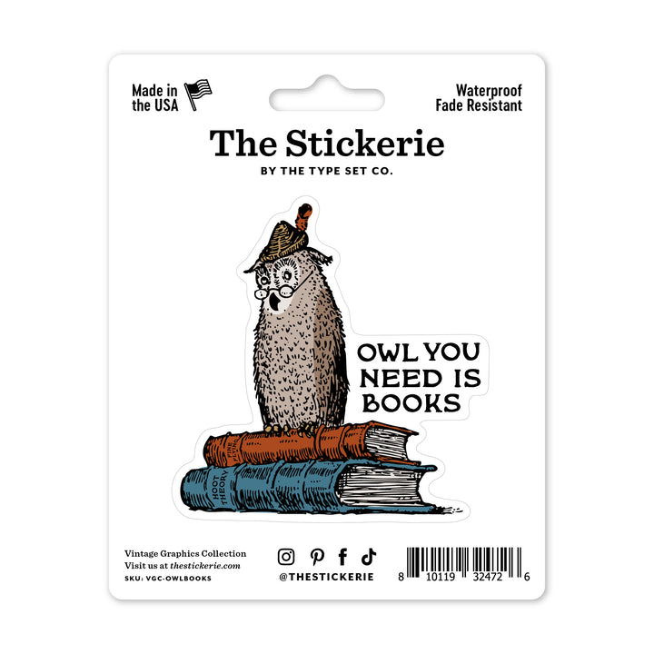 Vintage Book Owl Sticker