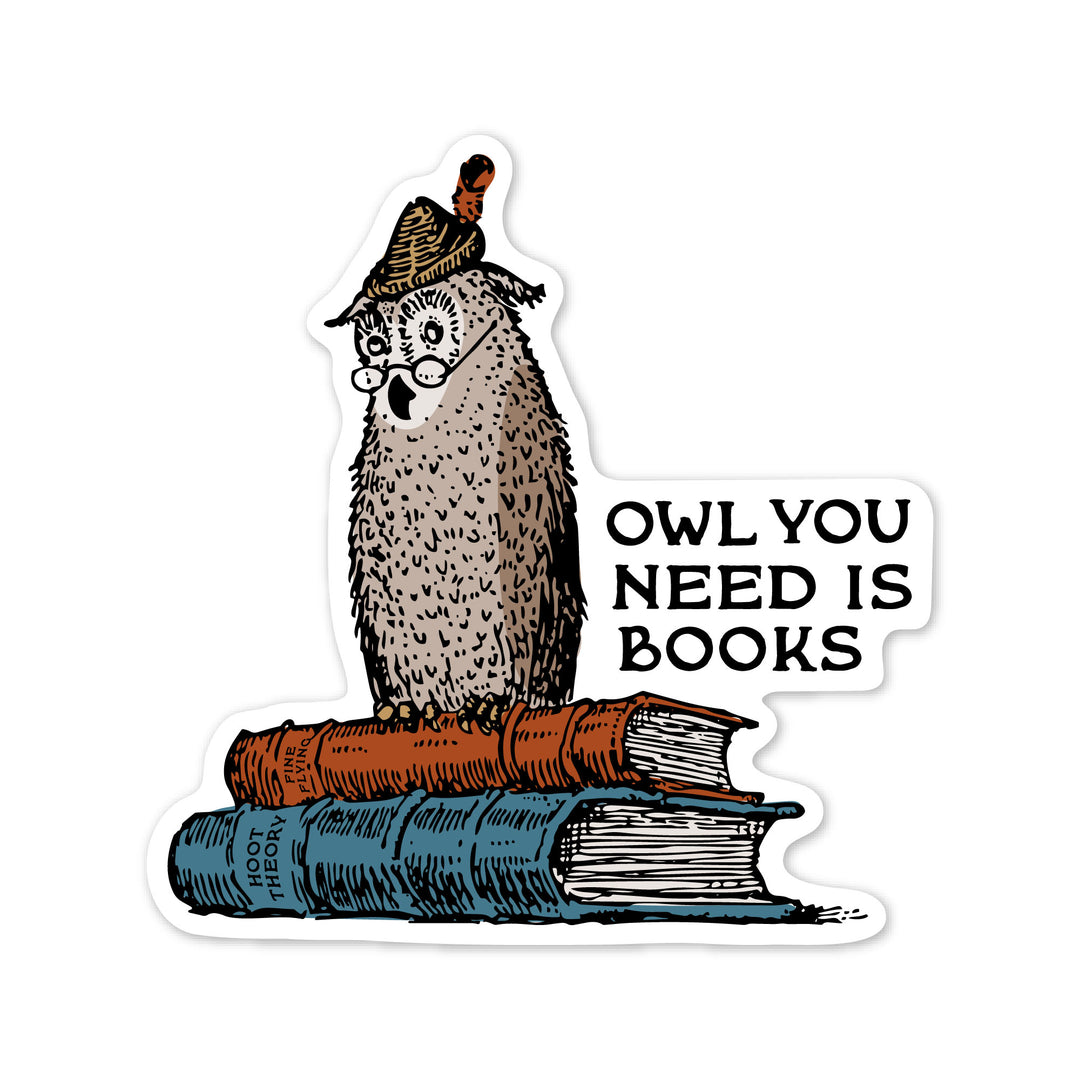 Vintage Book Owl Sticker