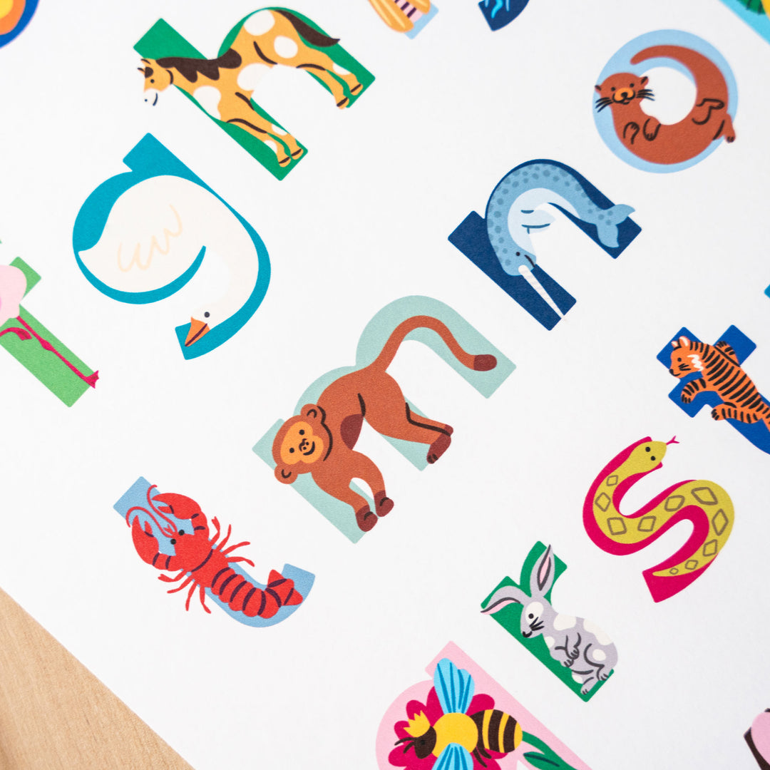 Modern A to Z Animal Alphabet Art Print