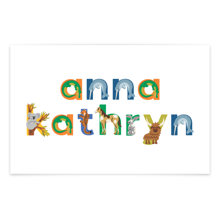 Personalized Name Animal Alphabet Art Print