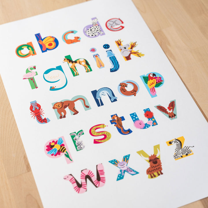 Modern A to Z Animal Alphabet Art Print