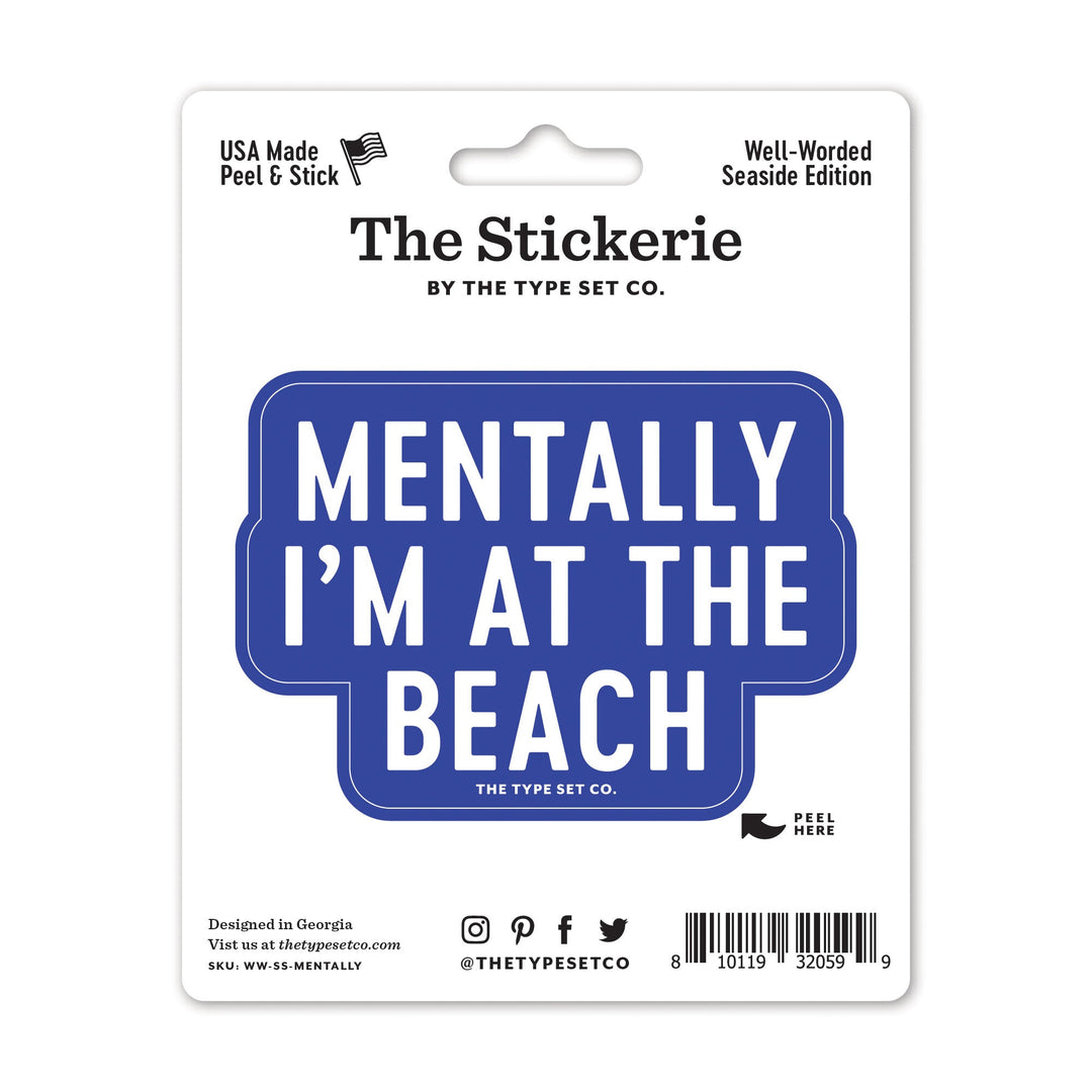 "Mentally at the Beach" Sticker